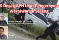 Caption: Foto saat kejadian pengeroyokan wartawan di Serang Banteng,  Kamis (21/08/2025); Insert Foto: Ketua DPP PJS Div Advokasi dan Pembelaan Wartawan serta, Ketua DPD PJS Banten.