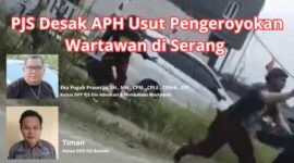 Caption: Foto saat kejadian pengeroyokan wartawan di Serang Banteng,  Kamis (21/08/2025); Insert Foto: Ketua DPP PJS Div Advokasi dan Pembelaan Wartawan serta, Ketua DPD PJS Banten.