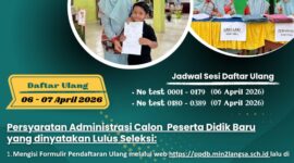 Caption: Foto Daftar Ulang Didik Baru MIN 2 Langsa.