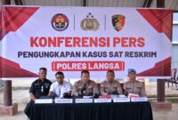 Caption:Satuan Reserse Kriminal(Sat Reskrim) Polres Langsa, menggelar konfrensi pers di Mapolres Langsa, Selasa (14/04/2026).
